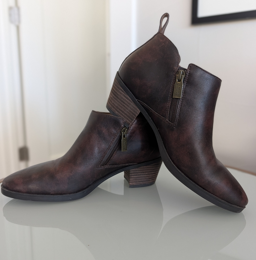 Vionic Dark Brown Ankle Booties (Waterproof Leather)
